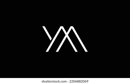 Minimal elegant monogram art logo. Outstanding professional trendy awesome artistic YM initial based Alphabet icon logo. Premium Business logo White color on black background