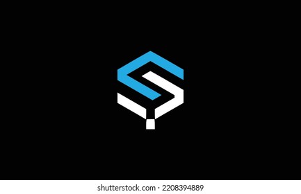 Minimal elegant monogram art logo. Outstanding professional trendy awesome artistic S CS initial based Alphabet icon logo
