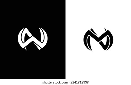 Logo minimaliste élégant de monogramme. Magnifique logo d'icône d'Alphabet basé sur le nom de la WN MN artistique. Logo Premium Business. Couleur blanche sur fond noir