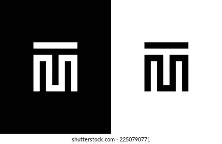 Minimal elegant monogram art logo. Outstanding professional trendy awesome artistic MT TM initial based Alphabet icon logo. Premium Business logo White color on black background