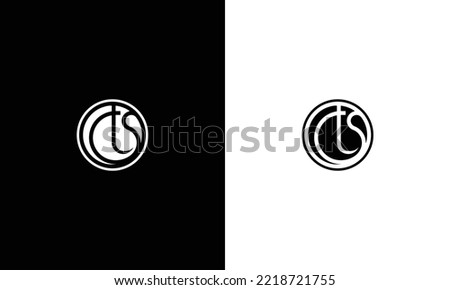 Minimal elegant monogram art logo. Outstanding professional trendy awesome artistic CTS initial based Alphabet icon logo. Premium Business logo. White color on black background.