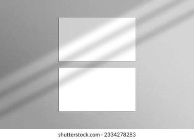 Minimal and elegant realistic Business Card Mockup with shadow overlay. Blank white and gray Business Card Mockup isolated background. 3D Vector Illustration.