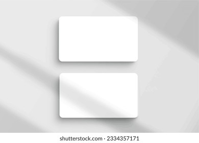 Minimal and elegant realistic Business Card Mockup with shadow overlay. Blank white and gray Business Card Mockup isolated background. 3D Vector Illustration.