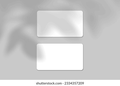 Minimal and elegant realistic Business Card Mockup with shadow overlay. Blank white and gray Business Card Mockup isolated background. 3D Vector Illustration.