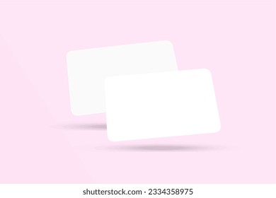 Minimal and elegant realistic Business Card Mockup with shadow overlay. Blank white and gray Business Card Mockup isolated background. 3D Vector Illustration.