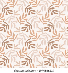 Minimal elegant seamless pattern texture with simple floral drawing, neutral earthy colors. Vector endless background, fabric print, web site, wedding invitations.