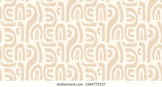 Minimal elegant seamless pattern texture. Abstract geometric shapes print neutral colors. Vector contemporary abstractions endless background for fabric print, web site, wallpaper, wrapping papers.