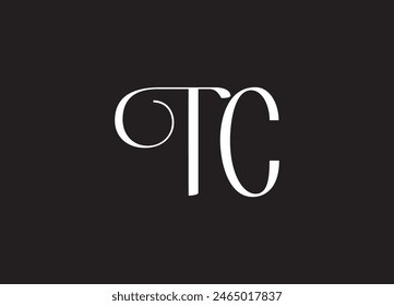 Minimal elegante TC AB color negro y dorado inicial basado en el logotipo del icono de la letra