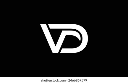 Diseño minimalista y elegante del logotipo de VD. Ilustración vectorial Plantilla.