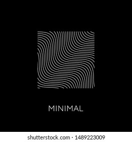 Minimal elegant wavy logo template. Trendy linear square design element. Vector EPS 10.