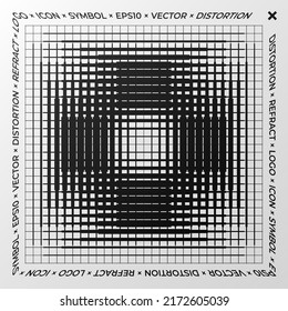 Minimal element with refraction and distortion effect. Abstract sign, a symbol for a promotional poster, music poster, sale banner, brochure, or logo for your brand. Eps10 vector.