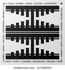 Elemento mínimo con efecto de refracción y distorsión. Signo abstracto, símbolo para un afiche promocional, afiche musical, banner de venta, folleto o logotipo para su marca. Vector Eps10.