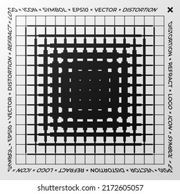 Minimal element with refraction and distortion effect. Abstract sign, a symbol for a promotional poster, music poster, sale banner, brochure, or logo for your brand. Eps10 vector.