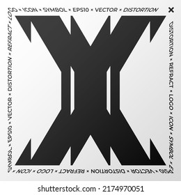 Minimal element with refraction and distortion effect. Abstract sign, a symbol for a promotional poster, music poster, sale banner, brochure, or logo for your brand. Eps10 vector.