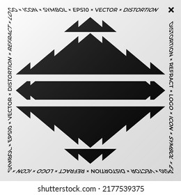 Minimal element with refraction and distortion effect. Abstract sign, a symbol for a promotional poster, music poster, sale banner, brochure, or logo for your brand. Eps10 vector.