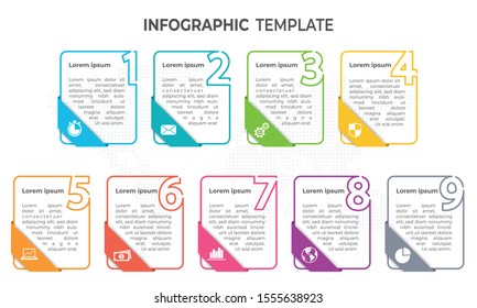 Minimal elements infographic template, 9 options.