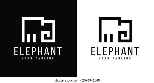 minimal elephant black and white logo template - Powered by Shutterstock - Get 15% off with code: PIKWIZARD15