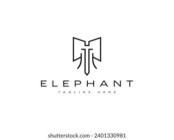 minimal elephant line logo design