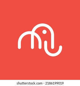 Minimal Elephant Logo Design with Letters M, N, and U