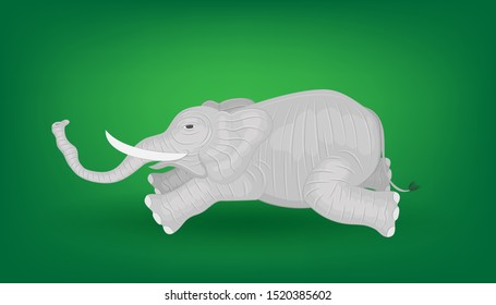 the minimal elephant squat for respect and passenger ride travel side view.  vector illustration eps10