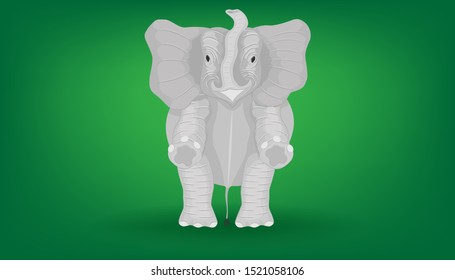 the minimal elephant standing 2 two legs for show fight play front view.  vector illustration eps10