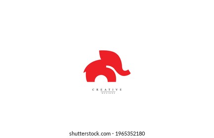 Minimal elephant vector logo design	
