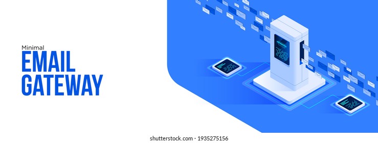 Minimal email gateway concept Emails passing through Email checking Scanning email. Can use for web banner, infographics, hero images. Flat isometric vector illustration isolated on white background.