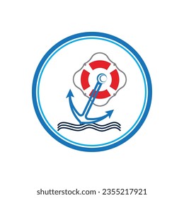Minimal Emblem of Anchor Ship Logo, Vector Illustration Design of Across the Ocean