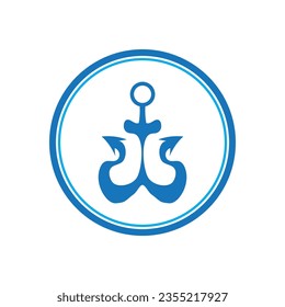 Minimal Emblem of Anchor Ship Logo, Vector Illustration Design of Across the Ocean