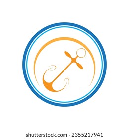 Minimal Emblem of Anchor Ship Logo, Vector Illustration Design of Across the Ocean