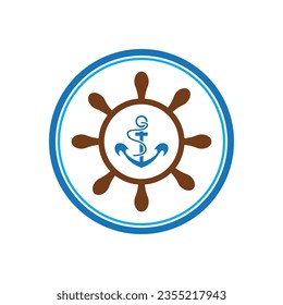 Minimal Emblem of Anchor Ship Logo, Vector Illustration Design of Across the Ocean