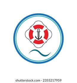 Minimal Emblem of Anchor Ship Logo, Vector Illustration Design of Across the Ocean