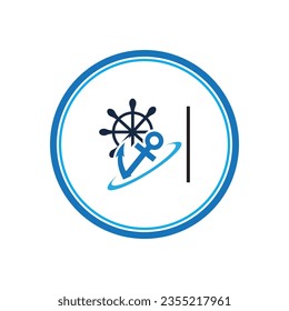 Minimal Emblem of Anchor Ship Logo, Vector Illustration Design of Across the Ocean