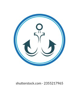 Minimal Emblem of Anchor Ship Logo, Vector Illustration Design of Across the Ocean