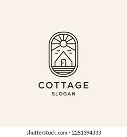 Minimal Emblem Cottage Cabins Logo Line Art