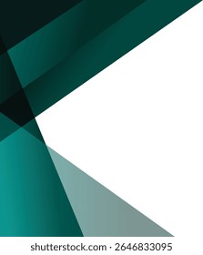 Minimal emerald green abstract geometric border with transparent background vector illustration