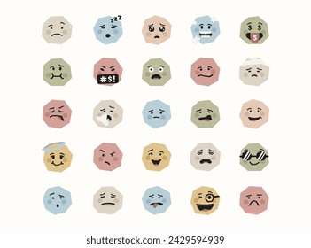 Minimal Emotions Vector Illustration in Flat Style