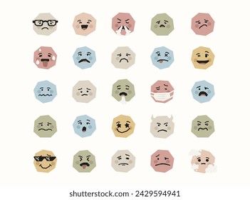 Minimal Emotions Vector Illustration in Flat Style