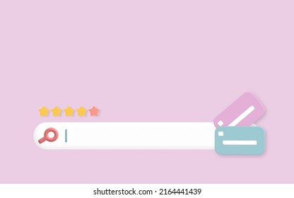 Minimal empty search bar on pink background web search concept, 3d rendering