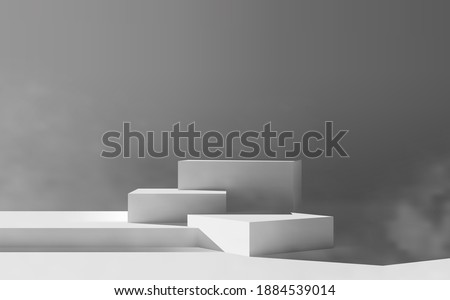 Minimal empty white platform podium scene for product presentation vector mockup