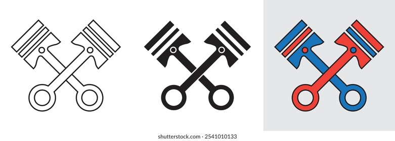 Minimal engine piston icon. Vector illustration of mechanic, motor, car, vehicle, service, repair, web icon and entertainment.