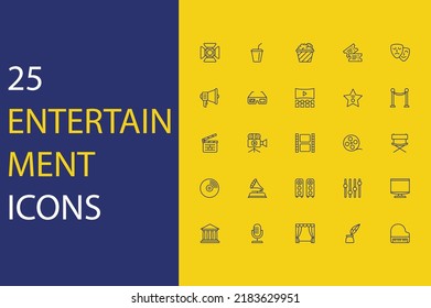 Minimal Entertainment Icon Set Vector Illustration.