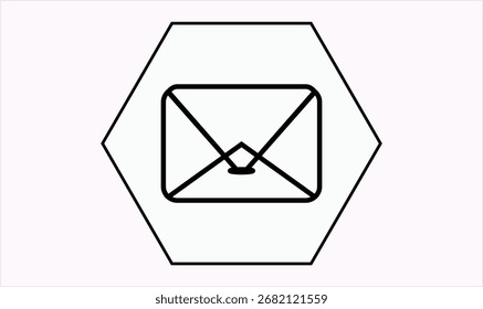 Icono de sobre mínimo en blanco y negro, perfecto para correo electrónico, mensajería, Botones de contacto o diseños con temas de comunicación.