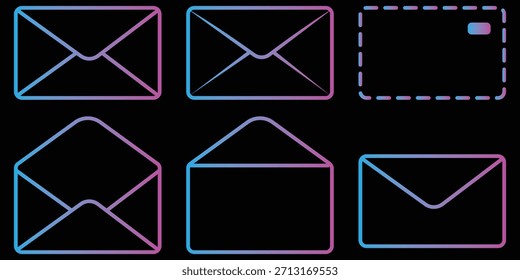 Icono de sobre mínimo Conjunto de cartas de correo Vector de celebración de Descarga de chequeo de corazón entrante saliente. Iconos del mensaje, conjunto de iconos del sobre, colección del símbolo del correo, señal de comunicación del mensaje de correo electrónico, eps del Vector