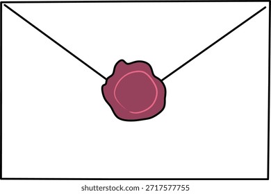 Ilustração de envelope mínimo com um clássico selo de cera vermelha simbolizando o sigilo e a tradição