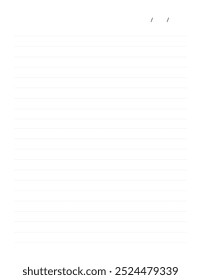 
Um arquivo EPS mínimo de páginas com linhas com 10 mm de espaçamento entre as linhas, apresentando uma seção de data no topo com barras para facilitar a entrada. Ideal para projetos de diários, planejadores e notebooks.