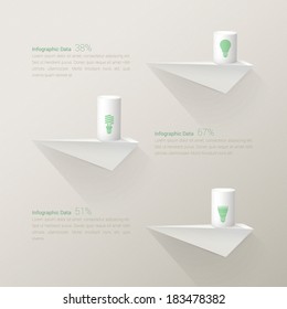 Minimal eps10 vector infographic illustration with light bulb icon set for annual report, presentation, web site background - green version