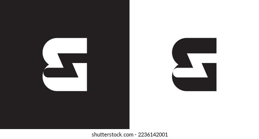 Minimal ES logo. Icon of a SE letter on a luxury background. Logo idea based on the ES monogram initials. Professional variety letter symbol and SE logo on black and white background.