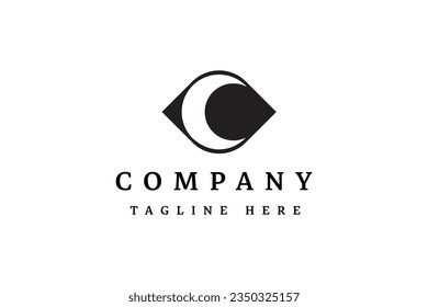 minimal eye and moon logo design