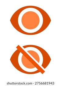 Minimal Eye Show Hide Icons for User Interface Design